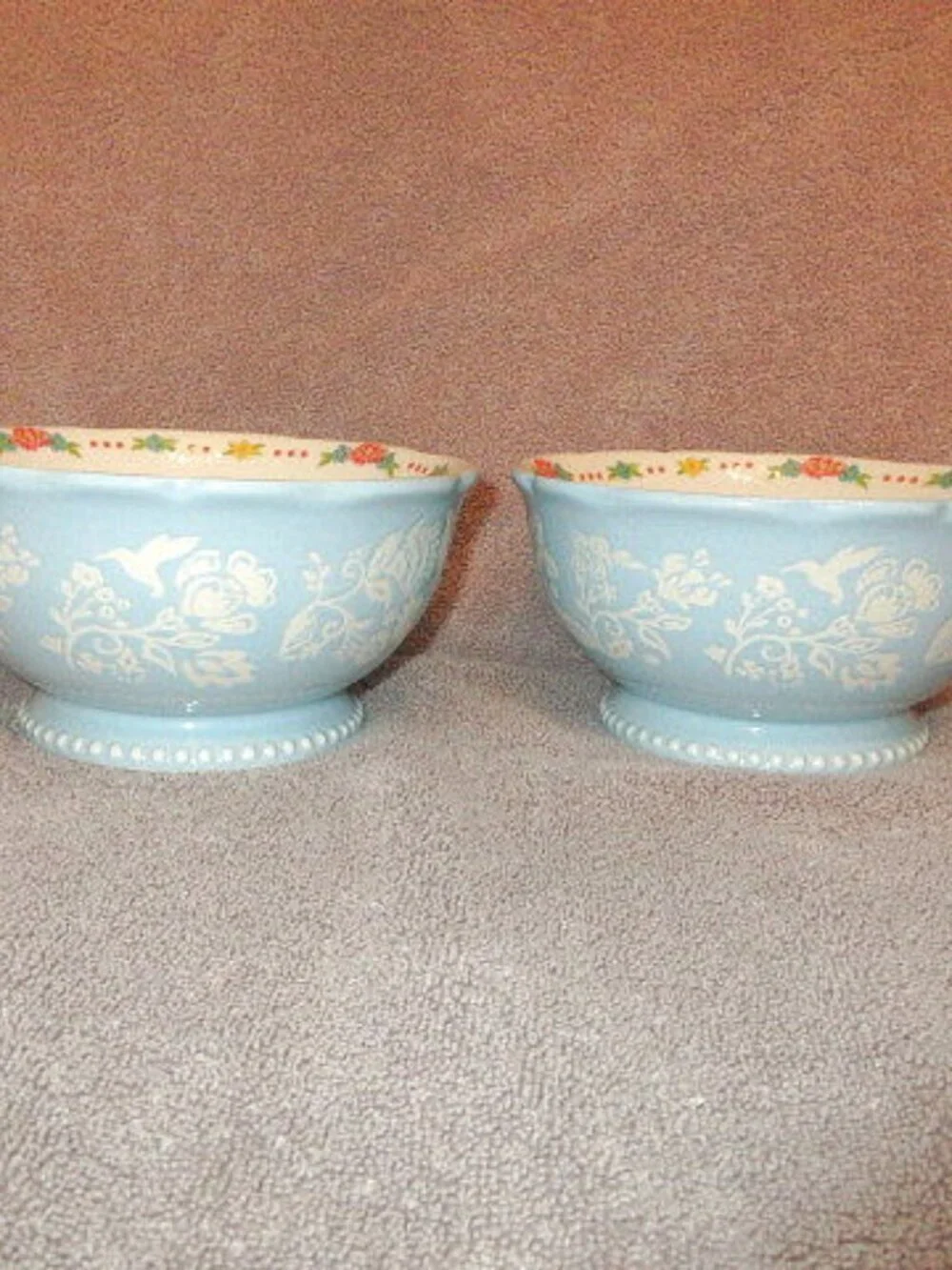 Pioneer Woman Sweet Rose Bowls Set Of 2 Stoneware Blue Birds Floral Countrycore